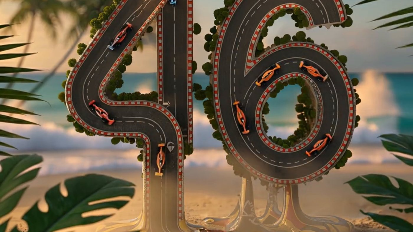 46 as a race track, cars on the bends