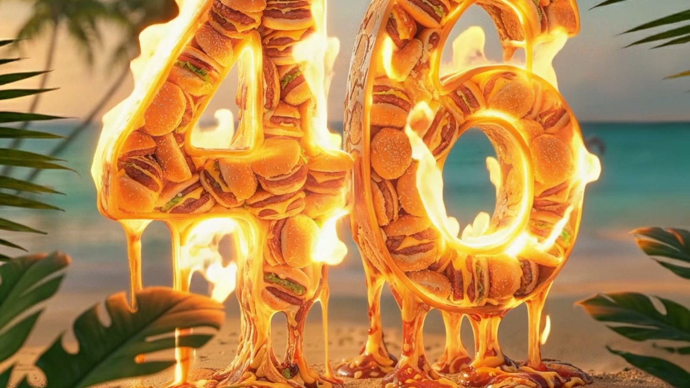 46 made of burgers, still burning