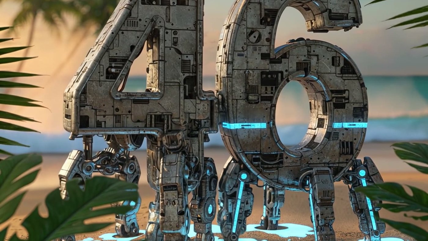 46 as heavy machinery, blue lights on