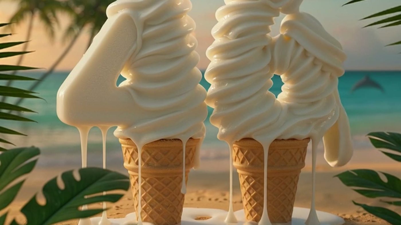 46 as two ice creams, melting