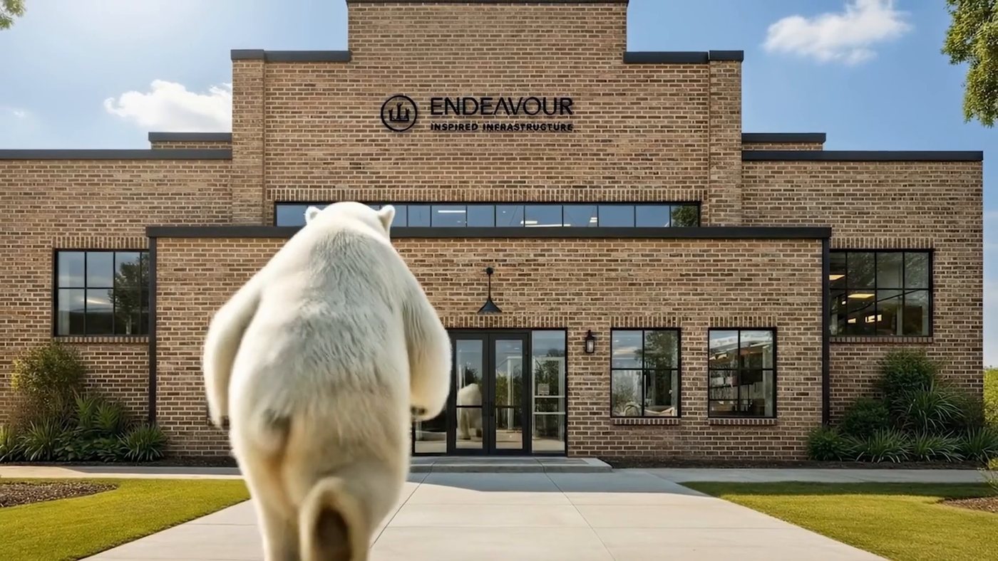 First day: he walks straight up to the building