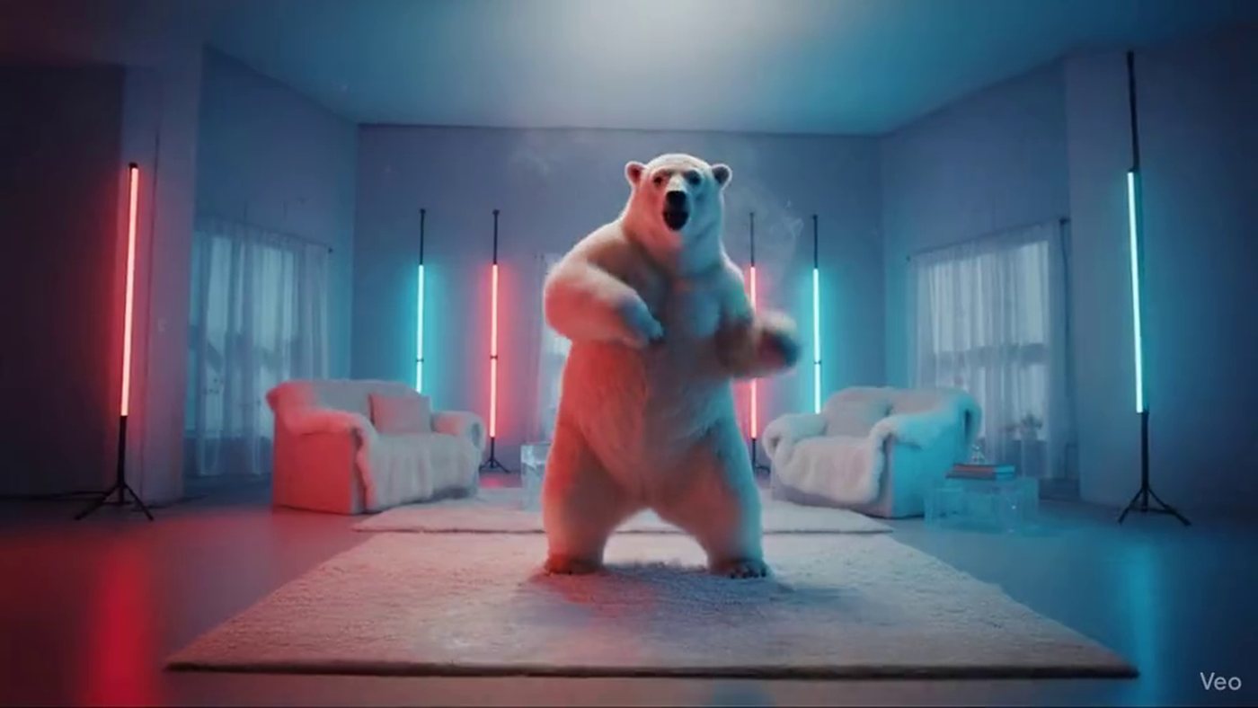 Test: the same bear under neon, at home