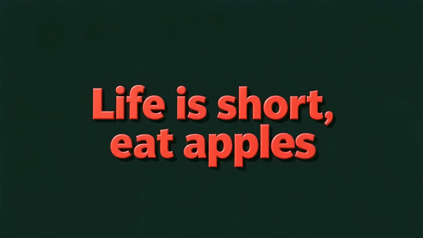 End card: life is short, eat apples
