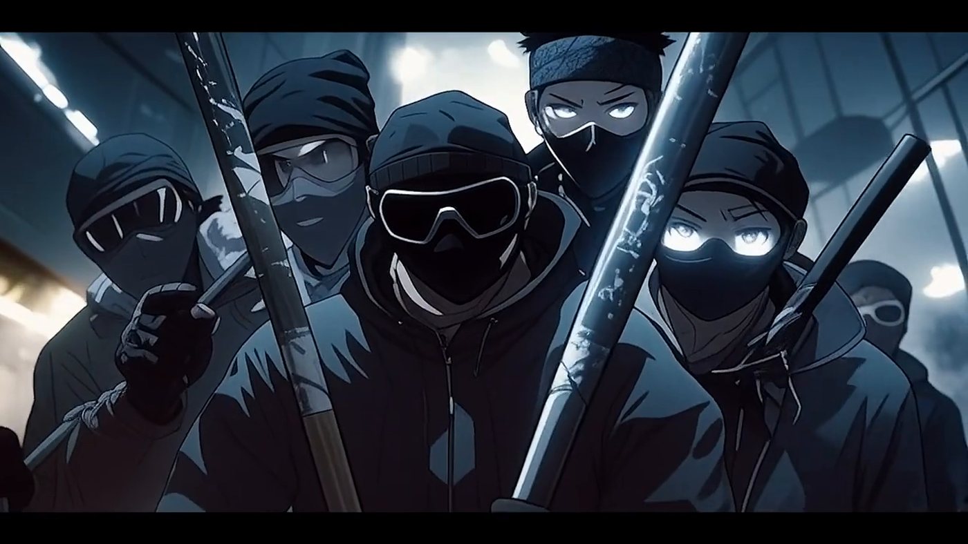 The crew again, tighter, bats crossed