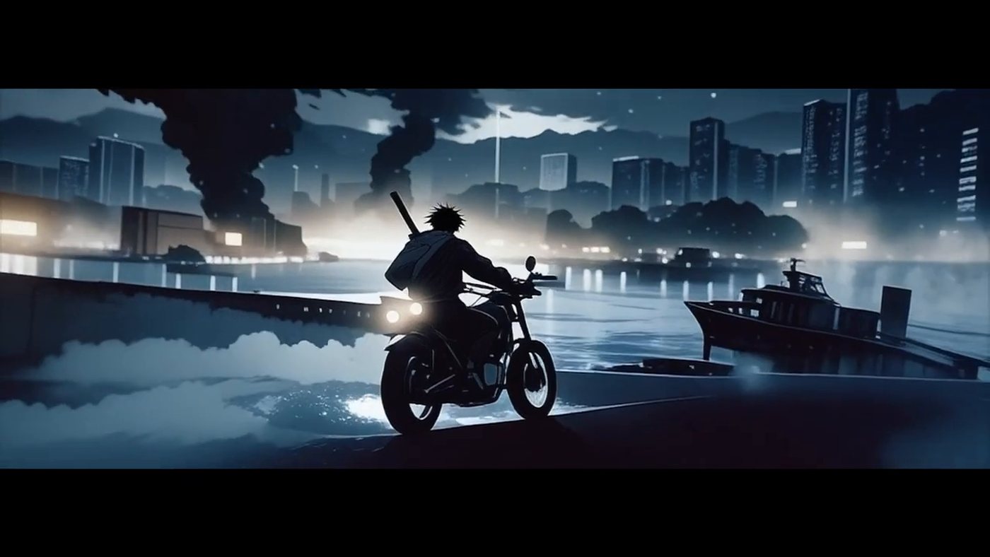 The bike along the waterfront, city smoking