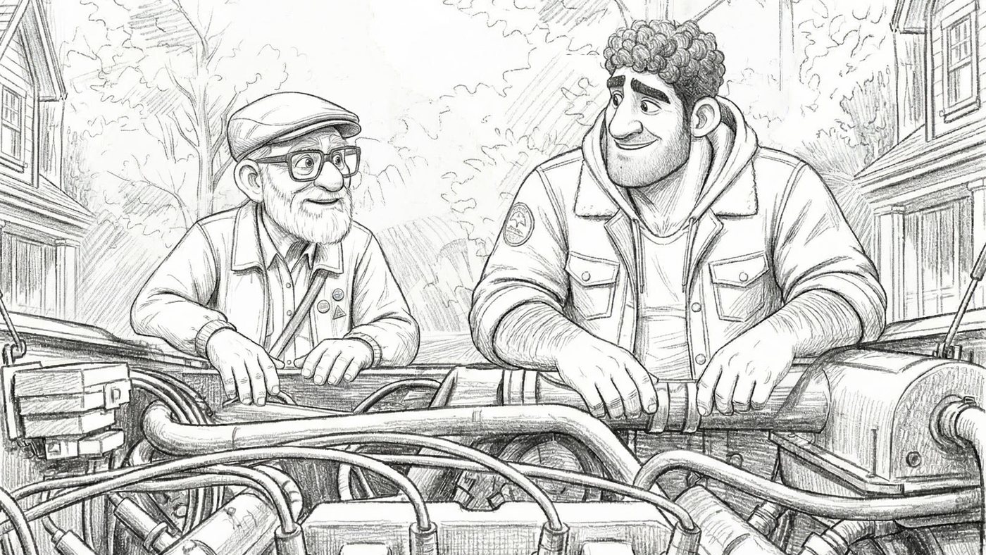 The two men, in pencil
